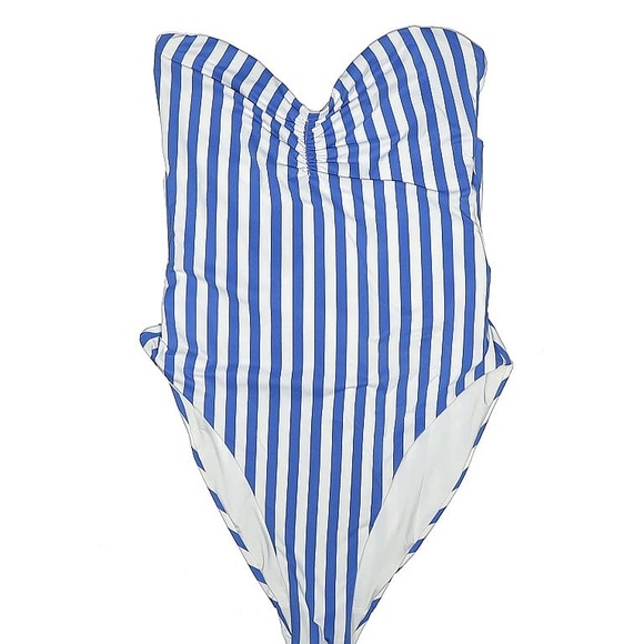 Blue and White Striped Swimsuit - Picture 6 of 8